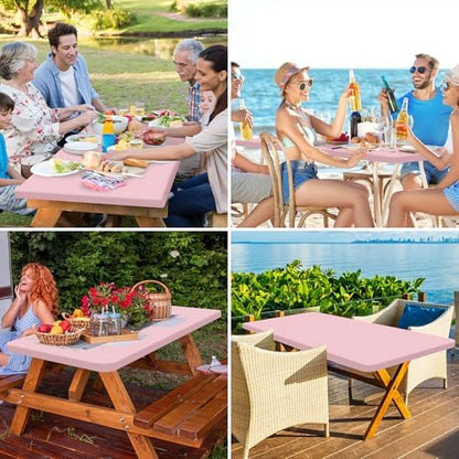 homing Rectangle Table Cloth Cover 4 Foot Pink Elastic Fitted Tablecloth