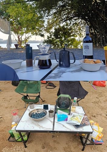 Titanker Folding Camping Table 3ft, Folding Picnic Table, Large Camp Table Portable with Extra Side Racks & Storage Net, Outdoor Patio Table, RV/Car Camping Essentials, Aluminum Light & Solid