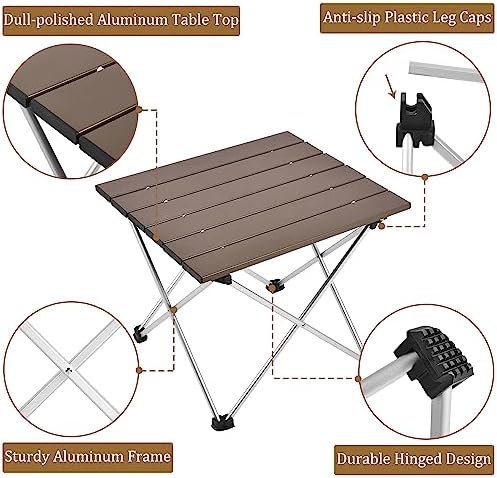 Grope Portable Camping Table,Aluminum Folding Beach Table (Coffee-S)