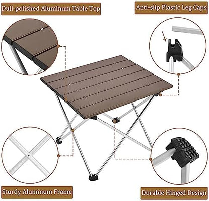 Grope Portable Camping Table,Aluminum Folding Beach Table (Coffee-S)