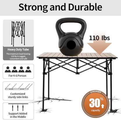 SHANQUAN Camping Table Roll up Table, Fold up Lightweight Compact, 2-4 Person Portable Roll up Aluminum Table with Carry Bag for Outdoor, Camping, Picnic, Backyards, BBQ