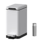 Mbillion Bathroom Trash Can with Lid Slim Stainless Steel Small Bathroom Garbage Can 10 Liter, 2.6 Gallon Soft Close, Step Pedal, Slim Wastebasket for Toilet, Office, Bedroom, White