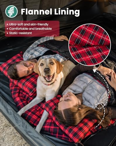 KingCamp Double Sleeping Bag for Adults, Queen Size 2 Person Sleeping Bag