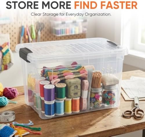 Superio 8.7 Quart Clear Plastic Storage Boxes with Lids, Stackable Organizer Containers, BPA-Free Storage Bins for Home, Office, School & Dorm, 6 Pack