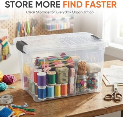Superio 8.7 Quart Clear Plastic Storage Boxes with Lids, Stackable Organizer Containers, BPA-Free Storage Bins for Home, Office, School & Dorm, 6 Pack