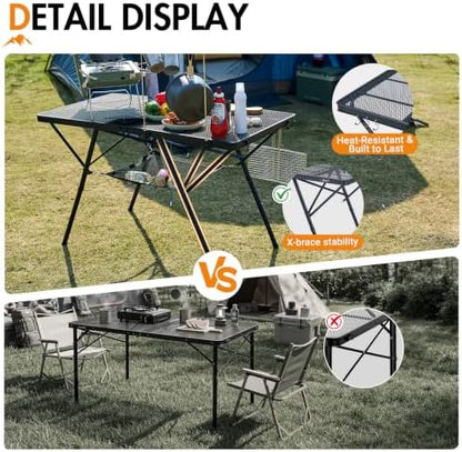 Portal 4 ft Folding Camping Grill Table Heavy Duty Portable Outdoor for BBQ
