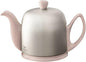 Degrenne Salam Luxury French Tea Pot - Porcelain Teapot with Brushed Aluminum Cover, Ceramic Tea Kettle for Loose Tea, Removable Infuser, 4 Cup Capacity, 24oz - Pink