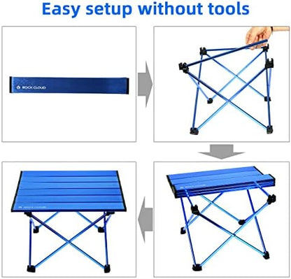ROCK CLOUD Portable Camping Table Ultralight Aluminum Folding Beach Table Camp for Camping Hiking Backpacking Outdoor Picnic, Blue