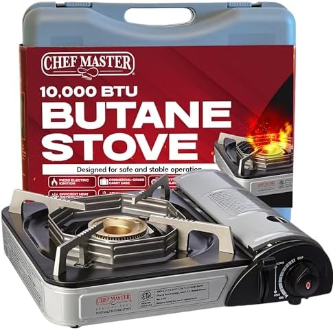 Chef Master Portable Butane Camping Stove, Countertop Burner, 10,000 BTU