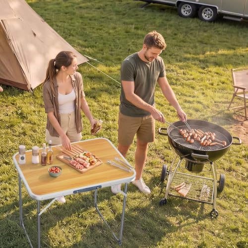 VINGLI 2.3FT Small Camping Table，Portable Camping Table with Carrying Handle, Picnic Table Foldable Table Essentials for Indoor Outdoor