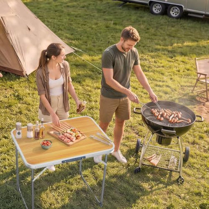 VINGLI 2.3FT Small Camping Table，Portable Camping Table with Carrying Handle, Picnic Table Foldable Table Essentials for Indoor Outdoor