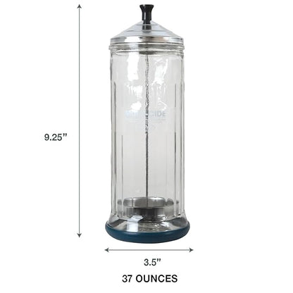 ForPro Multi-Cide Tall Glass Jar, for All Hairstyling Tools Including Brushes, Combs & Shears, 37 oz
