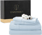 1000 Thread Count Egyptian Cotton Sheets Queen Size Set 4PCS Sateen Weave Soft Breathable 16-Inch Deep Pocket（Queen,Light Blue）
