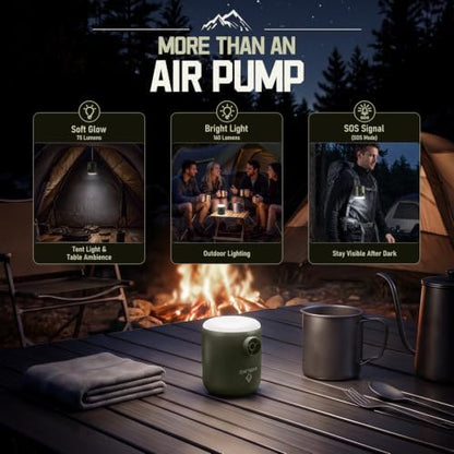 Portable Mini Air Pump for Inflatables, 2200 mAh Rechargeable Air Pump with 3 LED Light Modes, Air Mattress Pump for Pool Floats, Sleeping Pads, Vacuum Bags, Camping Essentials for Outdoor Activities