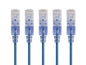 Monoprice Cat6A Ethernet Patch Cable - Snagless RJ45, 550Mhz, 10G, UTP, Pure Bare Copper Wire, 30AWG, 5-Pack, 14 Feet, Blue - SlimRun Series