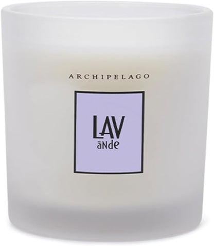 Archipelago Botanicals Hand-Poured Soy Wax Blend Scented Candle with Fragrance Oils, Lead-Free Cotton Wicks, Glass Candle Jar with Gift Box, Burns Approx. 60 Hours, Lavende, 10 Oz.
