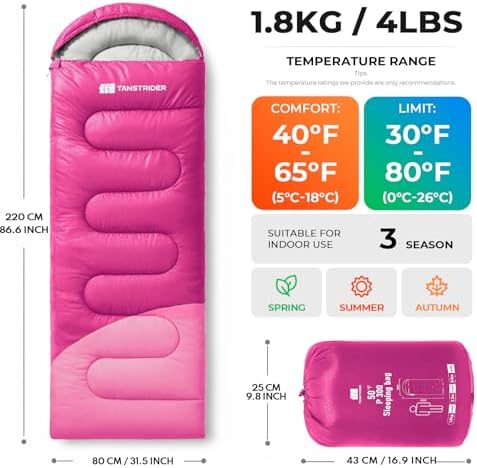 Sleeping Bags for Adults,Compact Lightweight Backpacking Sleeping Bag with Compression Sack for Youth, Camping Essentials Gearfor Hiking Travel Climbing Outdoor&Indoor Use