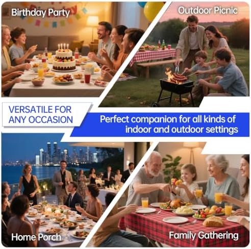 VSOAEIL 4 FT Folding Table 2 Pack Plastic Foldable Table Adjustable Height
