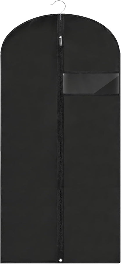 Garment Bags for Hanging Clothes, 45'' Suit Bag Cover for Storage and Travel, Dress Bags for Gowns Long (Black)