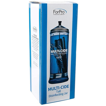 ForPro Multi-Cide Tall Glass Jar, for All Hairstyling Tools Including Brushes, Combs & Shears, 37 oz