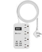6 USB(2 USB C) Travel Power Strip- Flat Plug Extension Cord 3 Feet with 4.8A 24W USB Charging Station and 4 Outlets, 3 FT Short Extension Cord Portable for Travel Cruise Office College Dorm