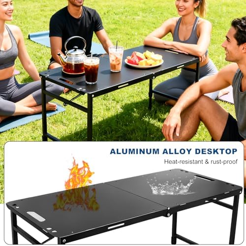 Tactical Camping Table with Adjustable Height, Collapsible Table Lightweight with Carry Bag for Camping, Travel expeditions, Hiking, Picnics, BBQs & Beach Trips