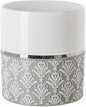 Creative Scents Mirror Damask Small Bathroom Trash Can 1.58 Gal / 6L - Decorative White and Gray Waste Basket - Durable Bathroom Wastebasket - Waste Bin for Powder Room Or Bedroom
