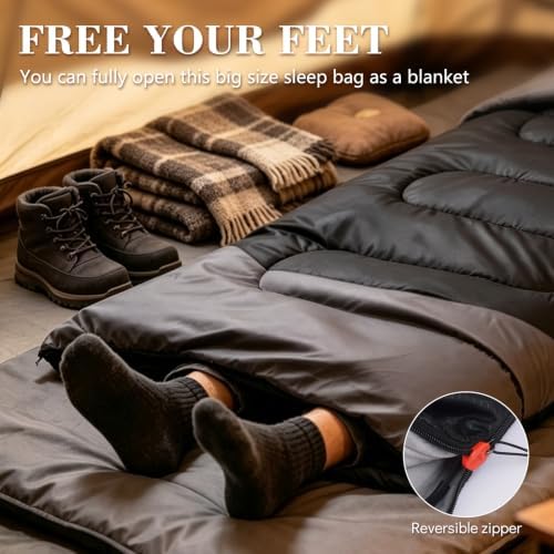 Sleeping Bags for Adults & Kids for Camping Hiking Trips Warm Cool Weather, Lightweight and Waterproof with Compression Bag, 3-4 Season Indoors Outdoors Activities
