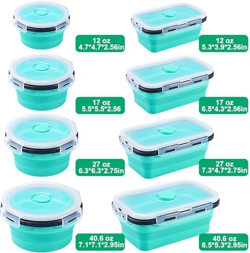 Sudaya 16 Pack Collapsible Food Storage Containers With Lids, Collapsible Storage Containers Sets Silicone Collapsible Bowls For Camping, RV Accessories, Travel Trailer Must