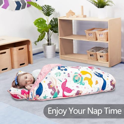 Primlect Toddler Nap Mat with Pillow, Thickened Extra Large Sleeping Bag