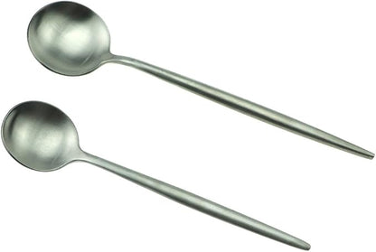 JASHII 18/10 Stainless Steel 5-Piece Matte Silver Flatware Set,Dinner Knife Fork Salad Fork Dessert Spoon, Service for 1, Luxury Silverware Cutlery Utensil Sets