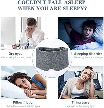 FRESHME Cotton Eye Mask for Sleeping in Gift Box - Soft and Adjustable Extensions Sleep Mask with Earplugs and Pouch for Women and Men, Blackout Cover for Night Travel Relaxation