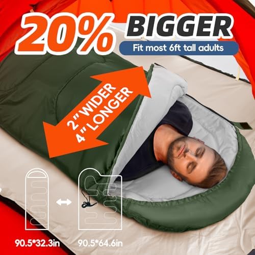 MEREZA Sleeping Bags XL for Adults Mens Large Wide Sleeping Bag for Camping
