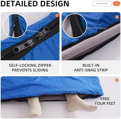 Double Sleeping Bags Queen Size for Adults Camping with 2 Pillows