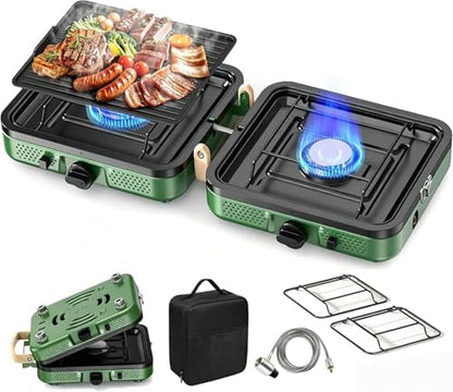 2 Burner Camping Stove,Portable Propane Camp Stove,Folding Gas Stove