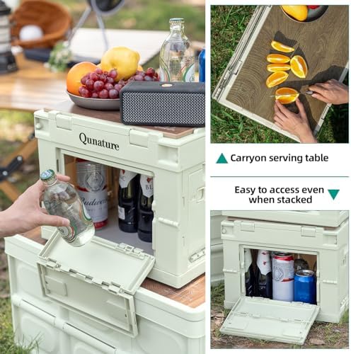 Collapsible Camping Storage Bin 60L with Lockable Doors & Cutting Board