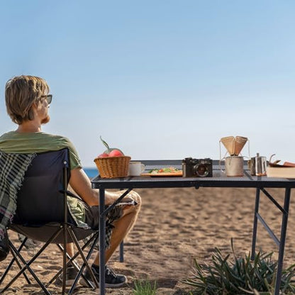 WildFinder Folding Grill Table, 3x2 FT Height Adjustable Camping Table
