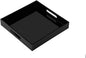 Glossy Black Acrylic Serving Tray - 14x14Inch, Multipurpose, Sturdy, Modern Style, Spill Proof, Countertop Organizer, Vanity Table Tray