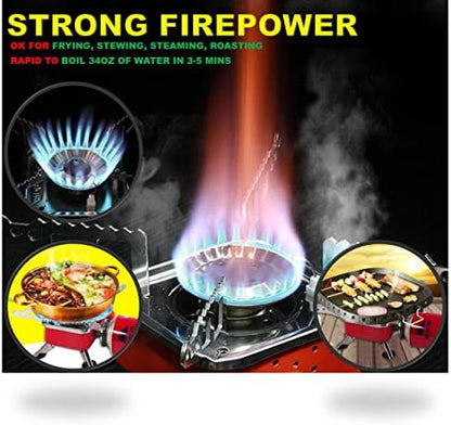 Camping Stove, Backpacking Stove, Foldable, Portable, Lightweight, Piezo Ignition, Single Burner Adjustable, Premium Mini Powerful and Stable Camp Stove for Hiking Picnic, 1+2+1+1pcs