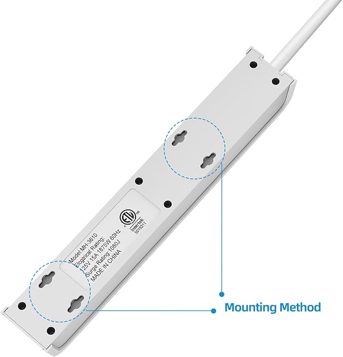 Power Strip Surge Protector, 6 Feet Extension Cord, 600 Joules Surge Protection, Multiple Protection 6 Outlet Strip, ETL Listed