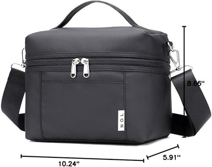 NOL Natural Organic Lifestyle Small Insulated Lunch Bags for Women Cooler Bag Lightweight Nylon Waterproof Lunch Box For Work（Small，Black）