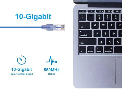 Monoprice Cat6A 6in 10-Color 10-Pk Patch Cable UTP 30AWG 10G Pure Bare Copper Snagless RJ45 SlimRun Series Ethernet Cable