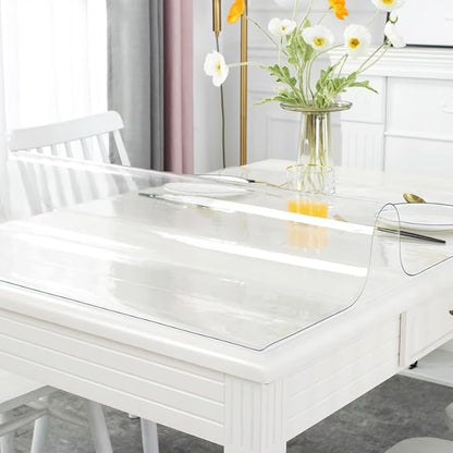 Warmstar Clear Table Cover Protector 42 x 112 Inch,1.5mm Thick Plastic Table Cover Rectangle,PVC Clear Table Protector,Desk Protector Mat for Kitchen, Dresser, Writing Desk，Dining Room Table