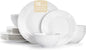 18Pc Textured White Bone China Set Service