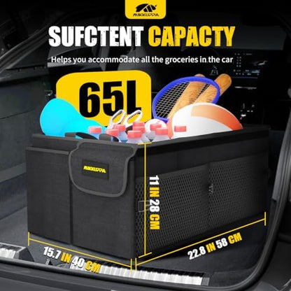 MIKKUPPA Car Trunk Organizer Set - 65L Collapsible Trunk Organizer with Lid