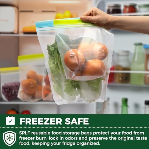 SPLF 12 Pack Reusable 2 Gallon Freezer Bags Dishwasher Safe