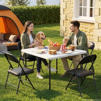 36 Inch Folding Table 2 Pack, Square Foldable Card Table with Carrying Handle, No Assembly, Portable Indoor Outdoor Utility Table for Party, Picnic, Camping, Game Night, RV Travel