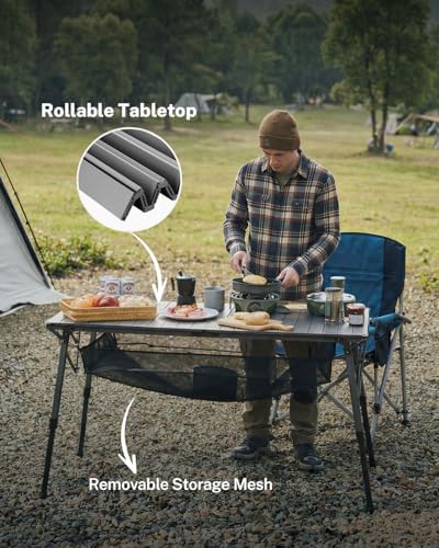 Gonex 50" Camping Table, Roll Up Aluminum Folding Picnic Beach Table