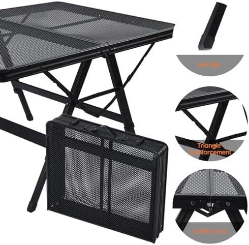 WildFinder Folding Grill Table, 3x2 FT Adjustable Height Camping Table