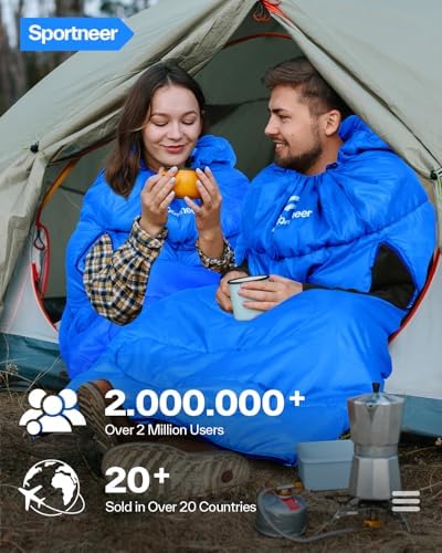 Sportneer Wearable Sleeping Bag for Adults & Kids – Walkable with Arm Zippers, Warm Weather & Cold Waterproof, Compact for Camping, Stadiums, Travel, Backpacking & Car Use